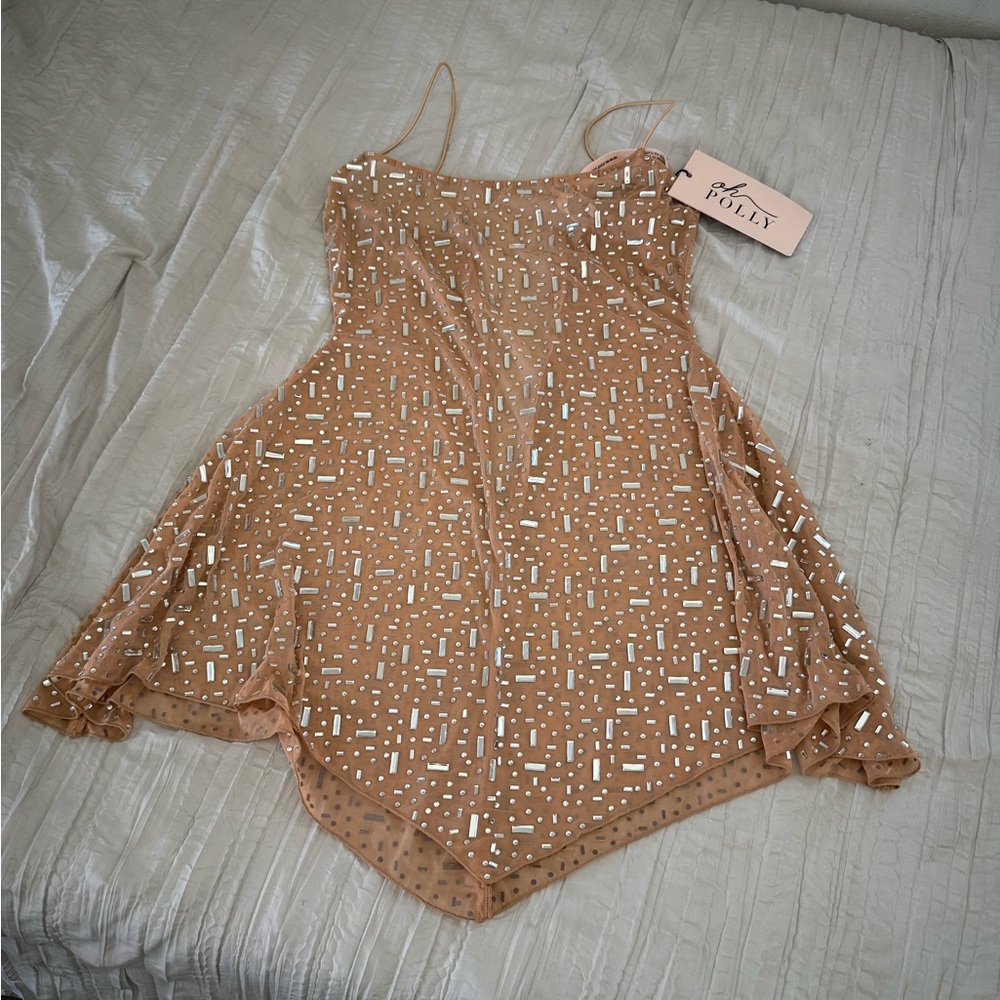 Oh Polly Nude Embellished Dress